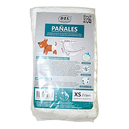 SMELL & SMILE Pañales Desechables para Perro Pañales para Perros Hembra Pañal Sanitarios para Perro Mascotas Bragas Higiénicas Suaves absorbentes (XS)