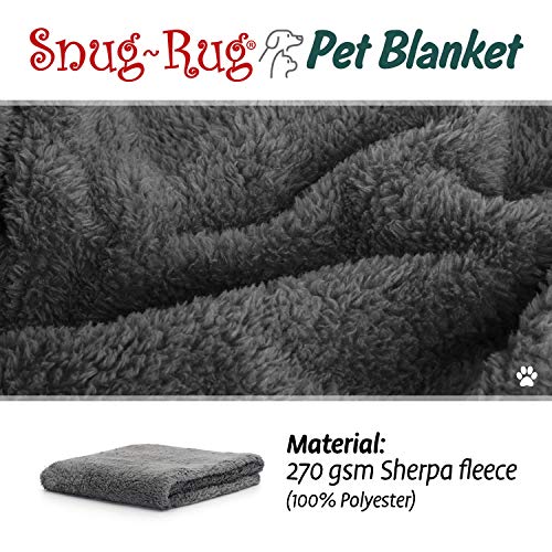 Snug Rug Mantas de lujo para mascotas – Manta de forro polar Sherpa suave y cálida – Manta lavable para sofá cama de coche (88 x 60 cm, tamaño pequeño), color gris pizarra
