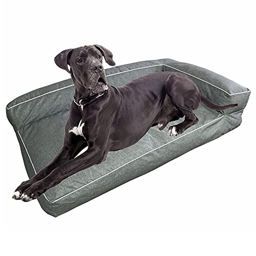 Sofa Cama para Perro Extra Grande Estilo Lounge, Perros Mascotas Grandes Gigantes Copos Viscoelástica 3D, Impermeable, desenfundable 120 x 75 x 35 cm - XL - XXL - Gris