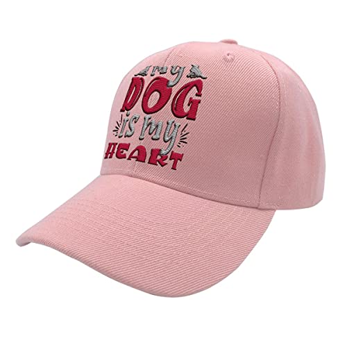 Sombrero de papá Mi perro es mi corazón sombreros para hombre, gorra ajustable de algodón para senderismo, regalo, rosa, Talla única