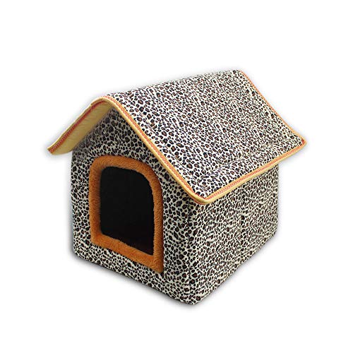 SONGWAY Casa Mascota con Cojín Extraíble - Cama/Caseta Perro Gato Interior 2 en 1 Pequeña Casa Lavable Plegable Portátil, 37×42×40 cm