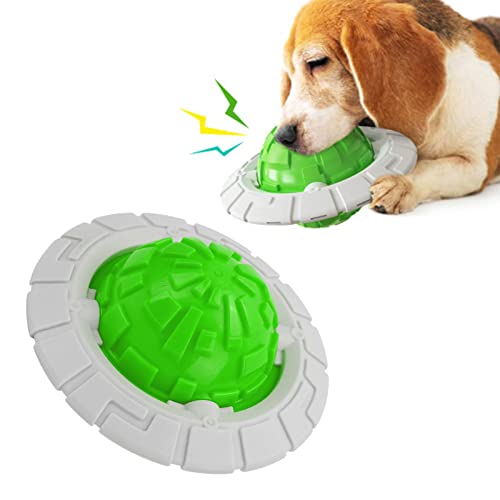 Sonido Interactivo Perro Frisbee Juguete Bola de molienda para jugar Frisbee bola que se puede presionar en forma de Frisbee Bola de juguete para interacción en interiores y exteriores(verde)