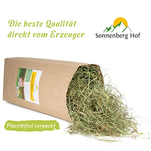 Sonnenberg Hof Heno 1 kg – Heno de pradera fresco, primer corte para conejos, cobayas, hámsters y roedores, heno de prado de montaña para animales pequeños