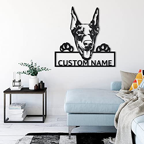 SOULSIS Personalizado Doberman Dog de Madera Sign Art | Letrero de de Madera Personalizado para Perros Doberman | Regalos Divertidos del Perro del Doberman | Regalo de Perro | Animal Personalizado