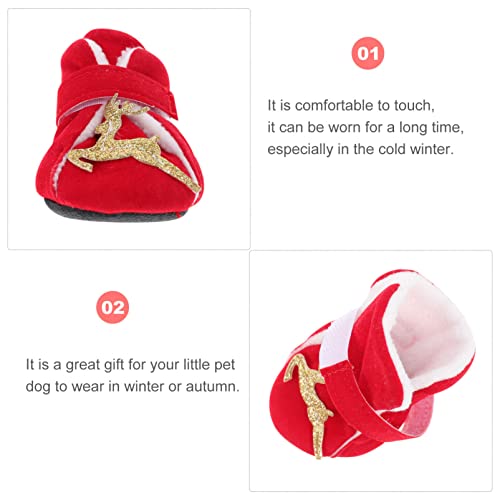 STOBOK 4 Unids Botas de Perro de Navidad Botas de Nieve a Prueba de Nieve Zapatos Antideslizantes para Perros Botas de Lluvia Invierno Botas de Abrigo para Pequeños Perros Medianos Y