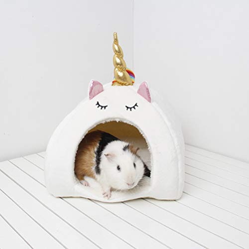 STOBOK Unicornio Mascota Cama Calentamiento Hamster Mice Rat Llush Casa Nido para Pequeño Pastito Perrito Conejo Ardilla Cama para Dormir L