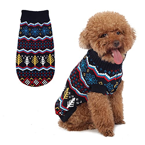 Suéter clásico de copo de nieve para perro, suéter de cuello alto, ropa de invierno para cachorros y gatos