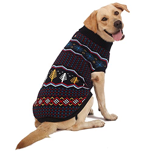 Suéter de perro clásico de copo de nieve suéter de cuello alto cálido ropa de invierno para perros grandes