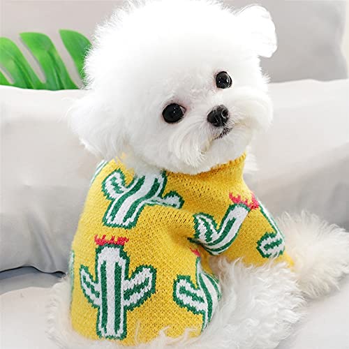 Suéter Mascota otoño e Invierno Espeso Cactus impresión Mascota suéter de Punto Gato Peluche Bichon Pomeranian Schnauzer pequeño Perro Perro Ropa