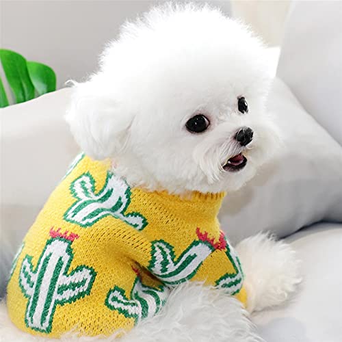 Suéter Mascota otoño e Invierno Espeso Cactus impresión Mascota suéter de Punto Gato Peluche Bichon Pomeranian Schnauzer pequeño Perro Perro Ropa