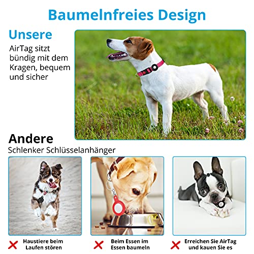 SUPMEGA AirTag - Collar de perro [Slide on Collar] [No Colgar] Funda de silicona compacta para collar de mascotas compatible con AirTag 2021 (2 unidades, negro y blanco)