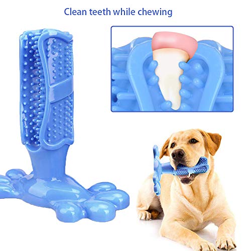 SZDPC Cepillo de Dientes para Perros, Conjunto de 2 Piezas, Juguete para Masticar,Caucho Natural no tóxico, Cuidado Dental para Perros Limpieza de Dientes (M, Azul)