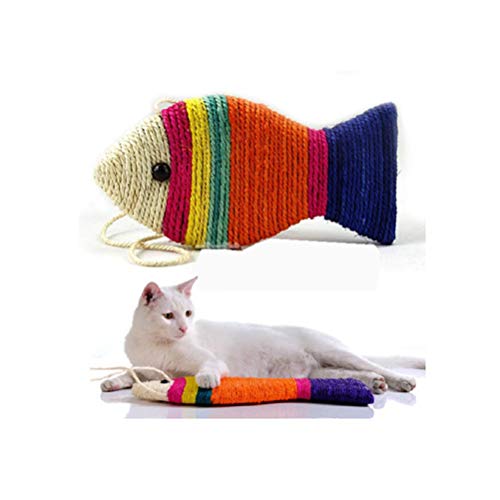 TEHAUX Cojín rascador para gatos, juguete en forma de pez para gatos, arañazos en el suelo, alfombra para gatos y arañazos, tablas para animales (colores aleatorios)