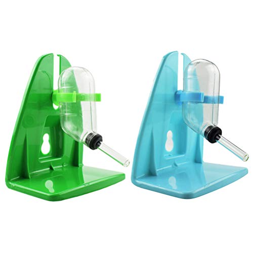 TEHAUX Hamster Water- 2 juegos de 60 ml botella de agua para mascotas colgante sin goteo dispensador para hámsters pequeños animales (botella + soporte, color al azar)