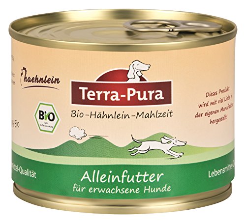 TERRA-PURA Tiernahrung Comida ecológica de pollo, comida húmeda; comida completa para perros, 200 g, lata x 24
