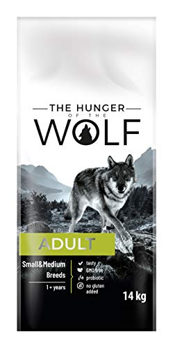The Hunger of The Wolf Alimento seco para perros adultos de razas pequeñas y medianas, con pollo, vitamina E y C, 14 kg