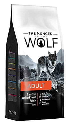 The Hunger of the Wolf - Pienso de carne de ciervo y boniato para perros adultos de todas las razas, fórmula delicada sin cereales, 14 kg