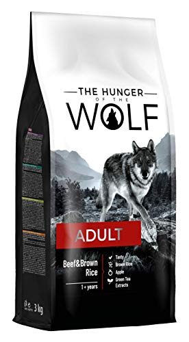 The Hunger of the Wolf - Pienso de ternera y arroz integral para perros adultos de todas las razas, fórmula delicada, 3 kg