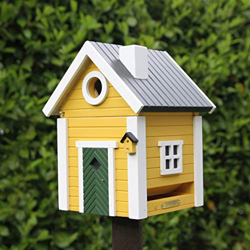 The Present Store Yellow Cottage Plus Multiholk - Comedero para pájaros o pájaros, montado en la pared o en poste