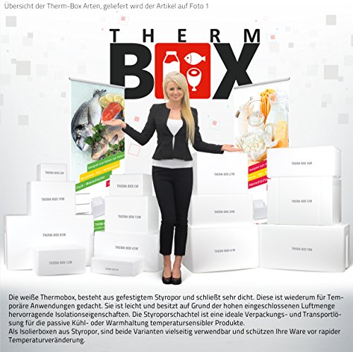 THERM-BOX Caja térmica de espuma de poliestireno Caja térmica para alimentos y bebidas - Enfriador y calentador de espuma de poliestireno (40x30x21cm - 12,24L de volumen) Reutilizable