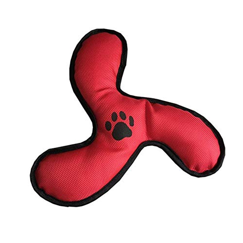 THREESS 1 unid a Prueba de Agua Suave Hueso Boomerang Sonido Mascota Entrenamiento Perro Cachorro Masticar Juguete, Rojo, Boomerang S