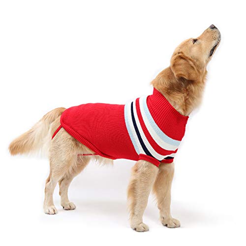 Tianhaik suéter para Perros para Perros Grandes medianos y pequeños Prendas de Punto de Lana de Invierno Ropa de Abrigo Abrigo a Rayas para Navidad