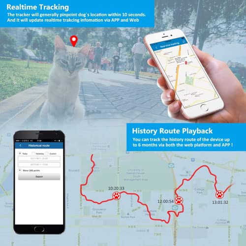 TKMARS Collar GPS Gatos Perros 500mAH de Larga Espera Agua IP66 Localizador GPS para Perros Seguimiento en Tiempo Real Collar GPS Gatos Adecuado para Mascotas Pequeñas con Gratis App TK911