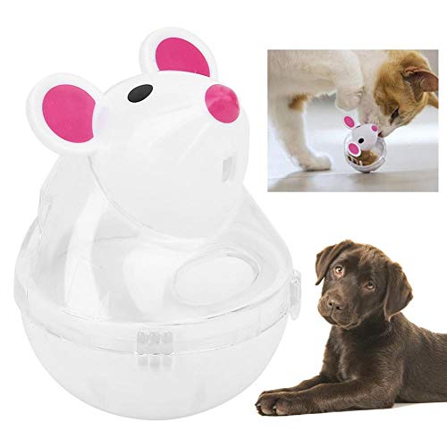 Tnfeeon Dispensador de Comida para Gatos para Mascotas, Perro Mascota Cachorro Ratones diseño Bola alimentador de alimentación Bola de Juguete(Blanco)