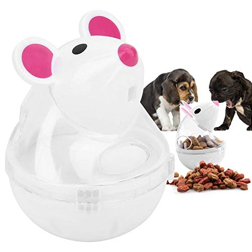 Tnfeeon Dispensador de Comida para Gatos para Mascotas, Perro Mascota Cachorro Ratones diseño Bola alimentador de alimentación Bola de Juguete(Blanco)
