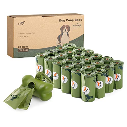 Toozey 360 Bolsas para excrementos de Perro con dispensador, Sin fragancia Bolsas Caca Perro (33 x 23)