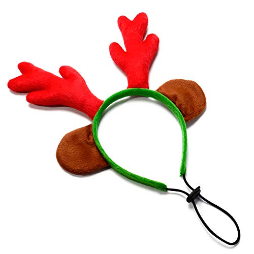 Toozey Dog Christmas Headband, Disfraz de Navidad para Perros Liviano y Suave, Asta de Reno de Navidad con Orejas para Perros, Diadema de Asta de Reno Ajustable