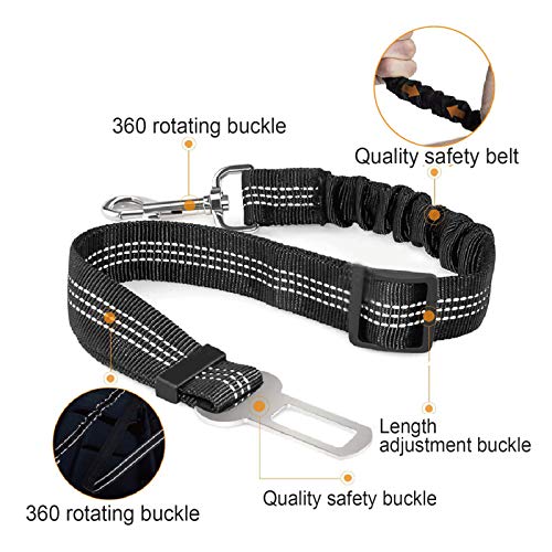 Tracción de perro mascota cinturón de seguridad de coche amortiguador elástico reflectante remolque gris S