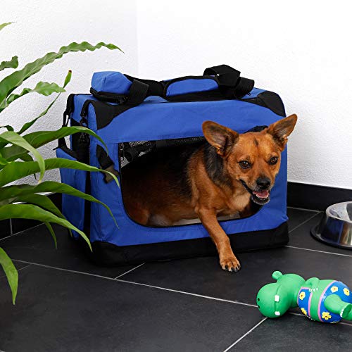 Transportín para perros Bolsa transportín para perros Transportín plegable Autobox Bolsa para animales pequeños (60x42x44 cm (M), azul)