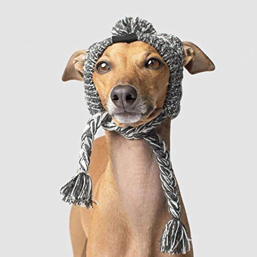 Triamisus Sombrero para Perros Sombreros para Mascotas Perros Gorro cálido de Invierno Gorro de Lana para Perros a Prueba de Viento Accesorios para Perros Disfraz de Cachorros para Perros - Gris S