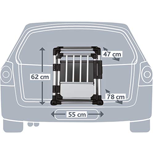 Trixie Jaula de Transporte Aluminio Transportín para el Coche Muy Estable, Ligero y Seguro - M (55 x 62 x 78 cm)