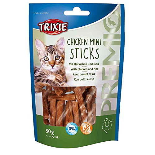 TRIXIE Snack PREMIO Chicken Mini Sticks, Pollo/Arroz, 50 g, Gato