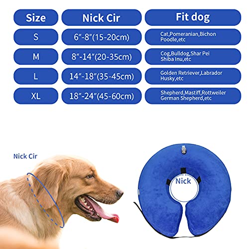 TT.WALK Collar de recuperación Inflable para Perros,Collar Protector Inflable para Perros y Gatos,Ajustable Collares y Conos de recuperación,XL,Azul