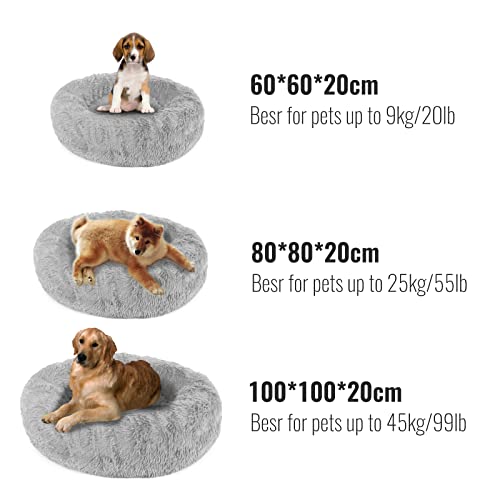 TUAKIMCE Cama para mascotas prémium para perros grandes y extragrandes, cama para perros y gatos, cojín para perros, lavable, con parte inferior resistente al agua (diámetro 100 cm, color gris claro)