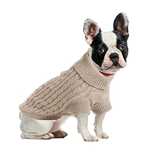 ubest Suéter de punto para perros pequeños, suéter para otoño e invierno, beige, M