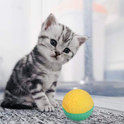 UEETEK 4 bolas de látex lindas para mascotas, bolas de esponja para gatito, gatito, gato atrapasueños juguetes para masticar perros bolas de gato (color al azar)