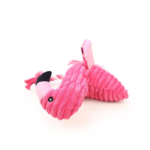 UKCOCO Perro masticable cuerda de juguete, peluche flamenco, forma de esqueak cuerda de juguete, dientes limpieza interactiva, juguete para perros (rosa)