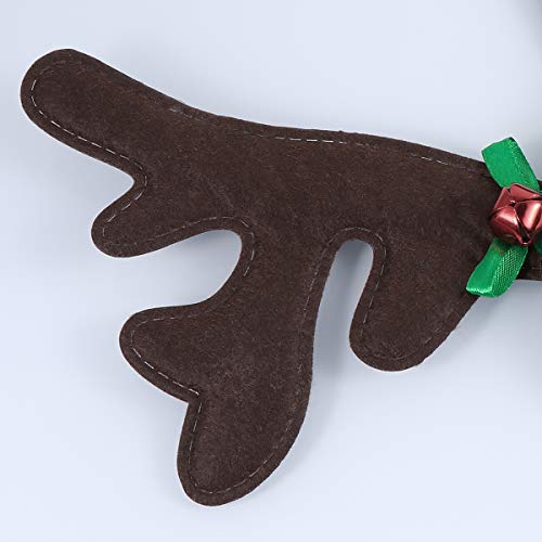 ULTECHNOVO Decoración de tocado de cuernos de ciervo de Navidad para mascotas (arco rojo y verde)