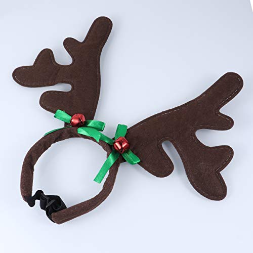 ULTECHNOVO Decoración de tocado de cuernos de ciervo de Navidad para mascotas (arco rojo y verde)