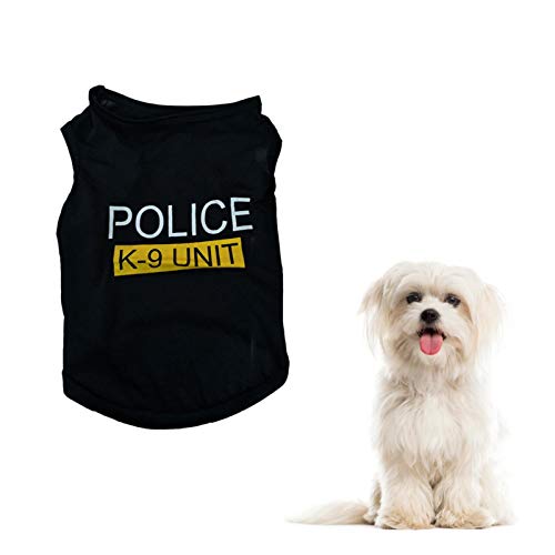Unidad K-9 Camisa de Perro policía, Chaleco Fino y Suave para Mascotas, Perro, Cachorro, Camiseta, Traje de policía, Disfraz de Perro, Negro (XS-L)