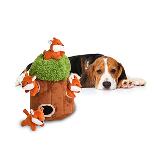 unknowns 5 unids Burrow Interactive Dog Toys Hide Seek Puppy Toys Colorido Chirrido Peluches Rompecabezas de peluche Agujeros de árbol Mapaches