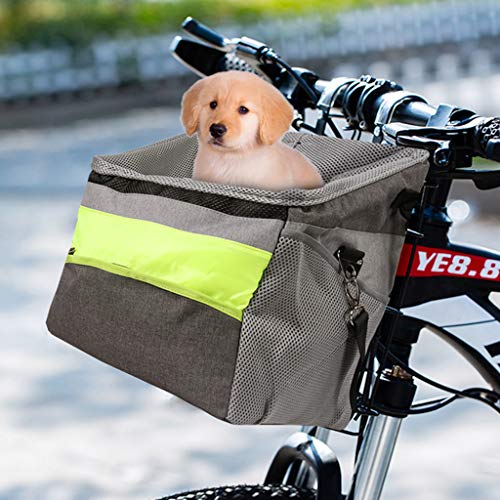 unknows Rcevbocc - Cesta de bicicleta para perro, impermeable, plegable, portátil, para viajes, ciclismo, bicicleta, asiento de perro