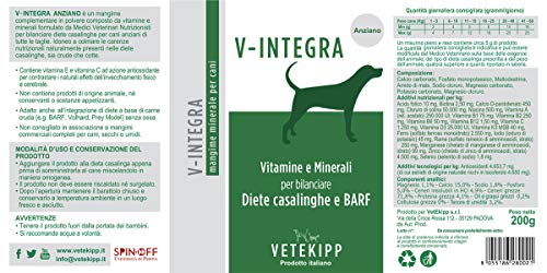 V-Integra Integratore Cane Anziano Vetekipp Perro de Edad Avanzada - Alimento Mineral para la Dieta casera del Perro de Edad Avanzada - 200 g