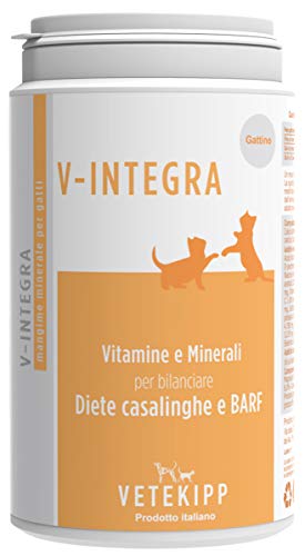 V-Integra VIntegra - Suplemento para Gatitos, Fabricado en Italia, 200 g, vitaminas para Dieta, casa, Natural, Huesos, Piel para Cartilagos, más saludables, Crecimiento equilibrado
