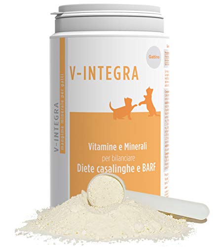V-Integra VIntegra - Suplemento para Gatitos, Fabricado en Italia, 200 g, vitaminas para Dieta, casa, Natural, Huesos, Piel para Cartilagos, más saludables, Crecimiento equilibrado