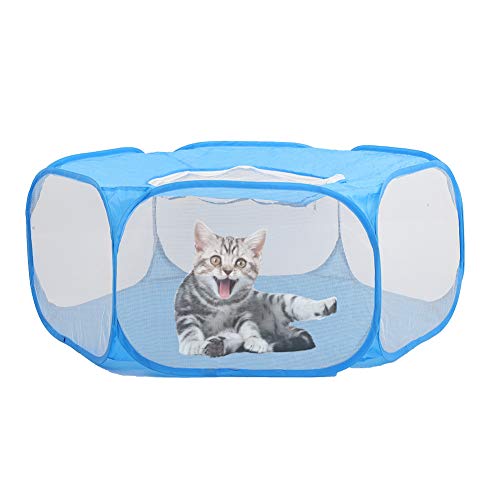 Valla de hámster abierta al aire libre interior ejercicio animales arena baño jaula inodoro bañera tienda plegable para mascotas(cielo azul)